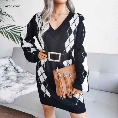 Модные платья в клетку Favor Zone China At AliExpress