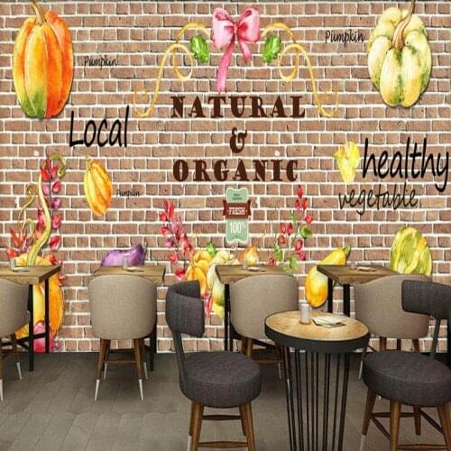 Photo wallpaper Europe hand painted pumpkin brick wall bar restaurant background wall mural high quality living room wallpaper