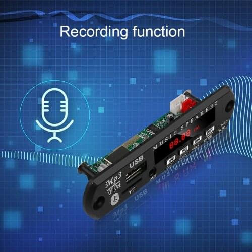 Handsfree Support Recording Bluetooth Car Radio Mp3 Player decoder Board FM TF card AUX With MIC Car Speaker Modification 5V-12V