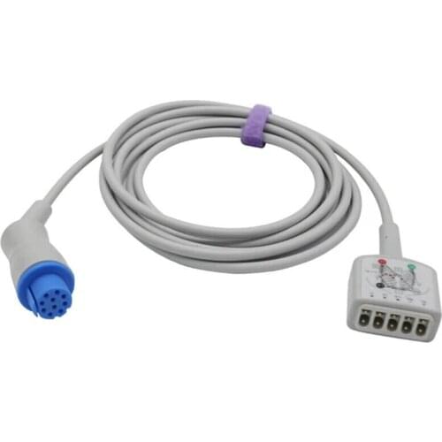 Compatible for GE Datex Ohmeda ECG Trunk Cable 3/5 Lead to 10 Pins Connector