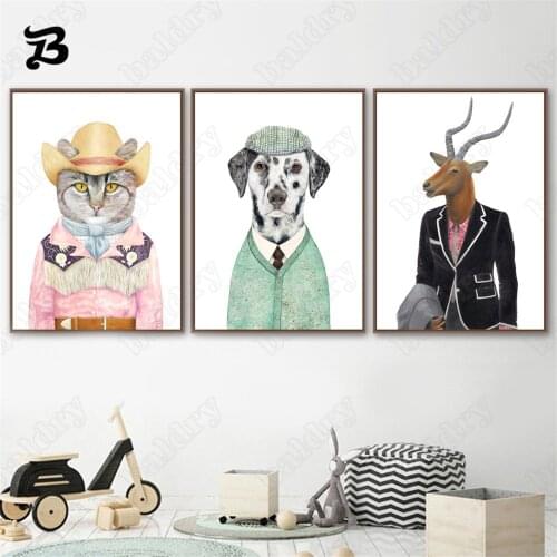 Canvas Painting Animals Cat Dog Zebra Giraffe Dinosaur Koala Wall Art Posters and Prints Wall Pictures for Living Room Decor