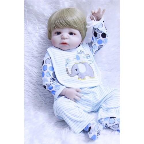 55cm Full Body Silicone Reborn Baby Doll boy Newbron Lifelike Baby-Reborn Doll Birthday Christmas Gift bebe brinquedo menino