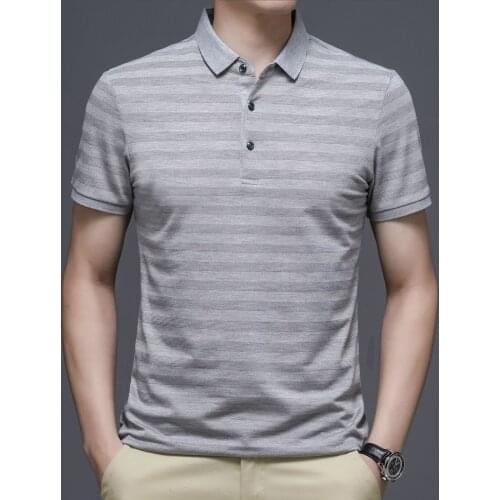 Summer mens clothing, color-stripe striped POLO shirt, business casual POLO shirt, short-sleeved plus size POLO shirt