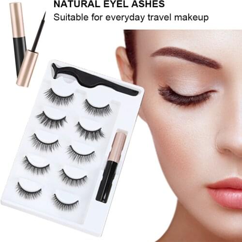 5/3 Pairs Magnetic Eyelashes 3D False Mink Eyelashes Magnet Lashes Magnetic Natural Eyeliner&Tweezer Set Makeup pestañas Tool
