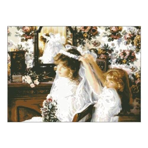 Mother and Daughter Wedding Sewing kit Top Quality Embroidery Needlework 14CT Unprinted Art Cross Stitch Kits DIY Handmade Decor