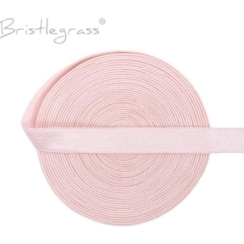 BRISTLEGRASS 5 Yard 3/8" 10mm Powder Pink Spandex Satin Band Shiny Non-fold Over Elastic Headband Bra Strap DIY Sewing Lace Trim