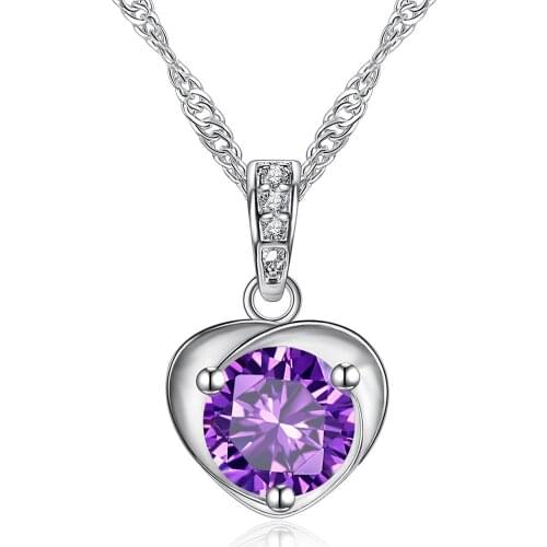 New Heart-shaped Zircon Crystal Necklace Silver Chain Women Heart Rhinestone Clavicle Pendant Jewelry Decorations