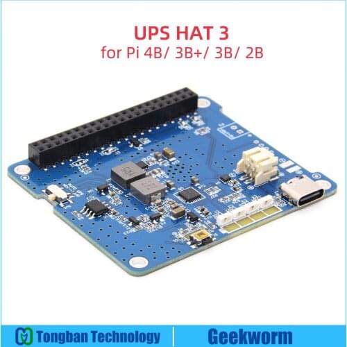 Raspberry Pi 4 Model B/3B+/3B UPS HAT 3 with Type-C, Li-ion Battery Power Source Supply Expansion Board (Without Battery)