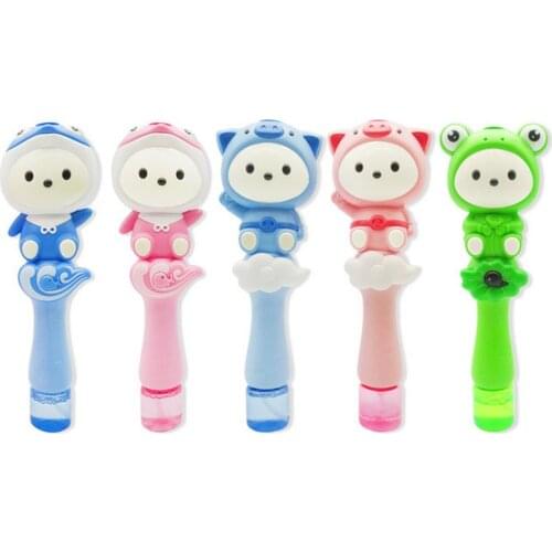 Bubble Machine Cartoon Rechargeable Bubble Blower Wand Plastic Cute Pig Magic Bar Bubble Stick Popular Outdoor Wand Toy Children