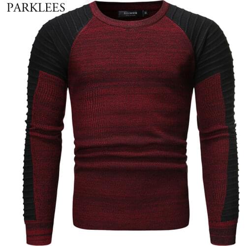 Christmas Striped Knitted Sweater Men Autumn Warm Patchwork Mens Pullover Sweaters Casual Slim Fit Cotton Knitwear Pull Homme