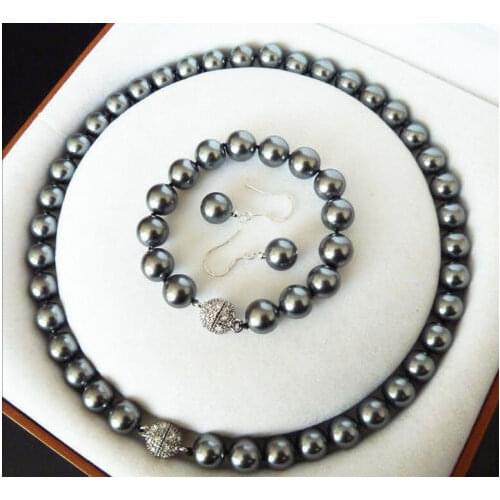 Hand knotted set 8mm color shell pearl necklace bracelet earring set fashion jewelry 2set/lot