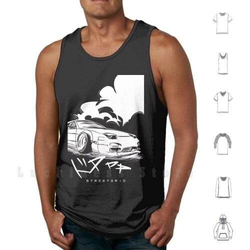 S - Chassis Burnout tank tops vest 100% Cotton S13 S14 S15 Ca18 Sr20 Skyline Nissan Jdm Japanese Drift Stance Low Car Cloud
