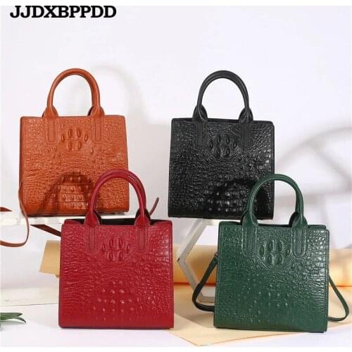 Crocodile Pattern Women Genuine Leather Bags Vintage Fashion Alligator Luxury Handbags Women Tote Bags Designer Shoulder Bag