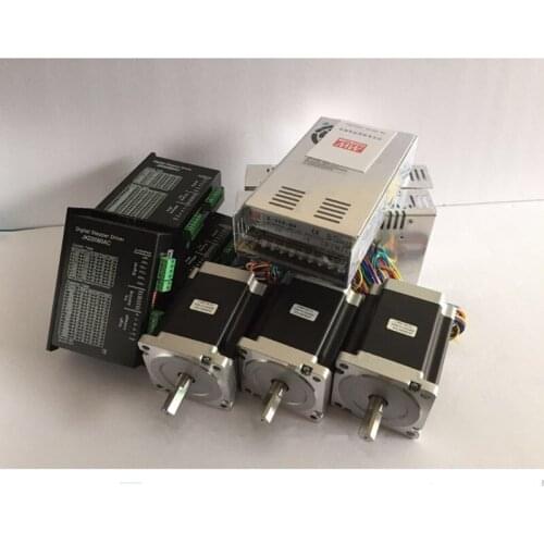 3pcs Nema34 Stepper Motor 86HS115-6004 1232oz-in 8.7N.m 6A 14mm shaft + 3pcs motor driver + 3pcs Power Supply CNC Engraver