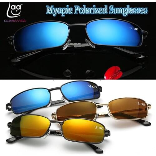 Rectangle Colorful blue Polarized myopic polarized sunglasses sun glasses Custom Made Myopia Minus Prescription Lens -1 to -6