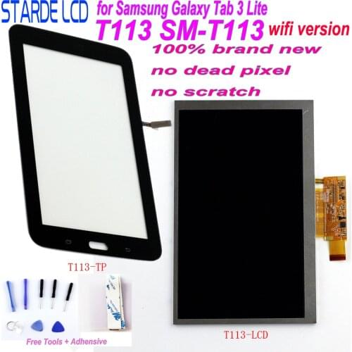 Starde LCD for Samsung Galaxy Tab 3 Lite T113 SM-T113 Wifi Version LCD Display Touch Screen Digitizer Sense with Free Tools