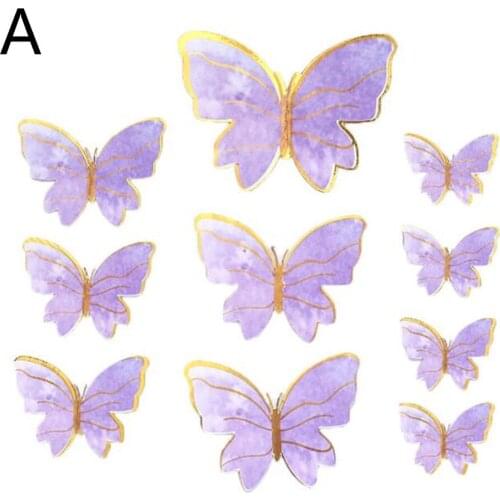 10pcs/lot Butterflies Cake Toppers for Happy Birthday Cupcake Cake Topper Baby Shower Unicorn Cake Decor