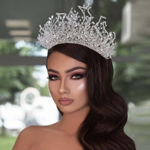 TOPQUEEN HP369 100%Handmade Fashion Princess Crown Rhinestones Crystal Alloy Headband Bridal Crown Wedding Gift Bridal Jewelry