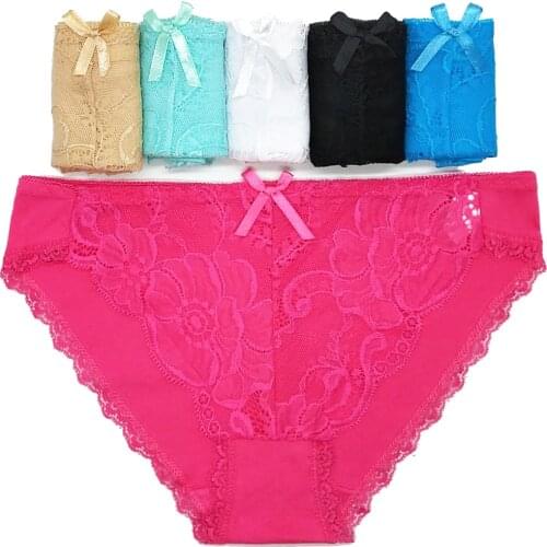 12 Pieces a Pack Cotton Panties For Women Briefs Sexy Lingerie Femme Underpants Female Lace See Through Bragas Mujer Underwear