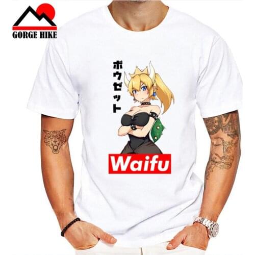 Japanese Waifu shirt homme Sexy Anime Waifu Ahegao T shirt male Waifu camiseta streetwear Bowsette Tees Waifu t-shirt for men