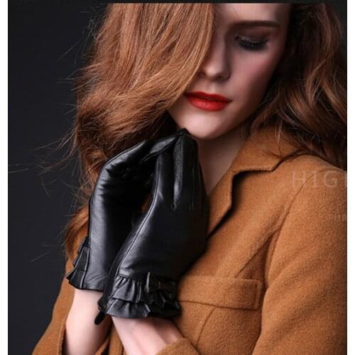 Winter genuine leather gloves womens fashion touch-screen sheepskin glove winter thicken warm touch screen gloves for women