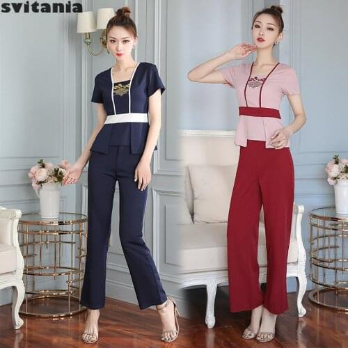Svitania Womens Work Pants Suit Beauty Salon Health Center Massage Club Work Uniform Spa Work Clothes