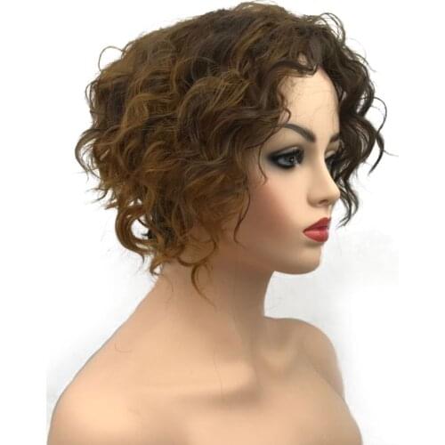 StrongBeauty Women Synthetic Wig Shott Curly Hair Ombre Natural Black/Blonde Wigs