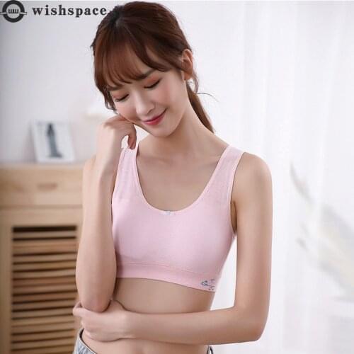 2021 New Junior Middle School Students of Adolescent Girls Underwear That Wipe a Bosom Women Sports Bras Girl No Rims Small Vest