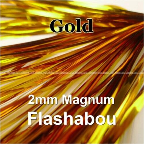 Gold Color, 10 Packs Magnum Flashabou, 2mm Holographic Tinsel, Mylar Metallic Tinsel, Flat Flash, Fly Jig Lure, Fishing