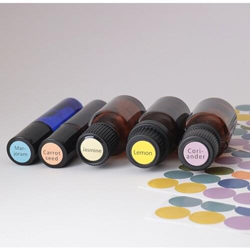 1 Sheet Colorful Paper Stickers Labels For Glass Essential Oil Bottles Cap Lid Blank Round Circles Sticker
