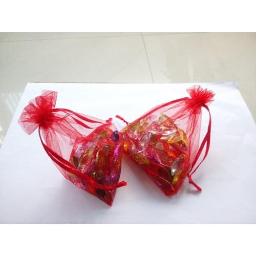 200pcs 11*16 Red gift bags for jewelry/wedding/christmas/birthday Organza Bags with handles Packaging Yarn bag