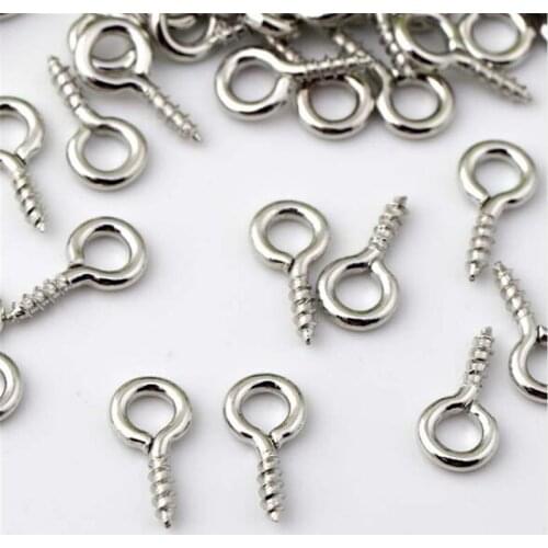 200pcs 4x8mm 5x10mm Mini Eye Pins Eyepins Hooks Eyelets Screw Threaded Silver Clasps Hooks Jewelry Findings