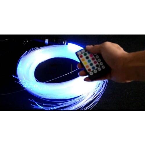 28key Remote control Sound Musical Car Use 12V 6W RGB PMMA Engine Light Machine+200pcs 0.75mm 2M(L) Fiber Optic cable Star DIY