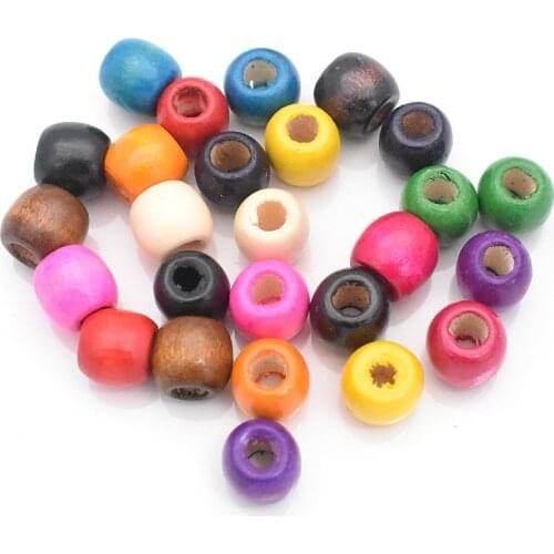 50pcs/lot 12mm Mixed Colors Large Hole Wooden Beads Making DIY Bracelet Necklace Loose Beads Jewelry Accessories