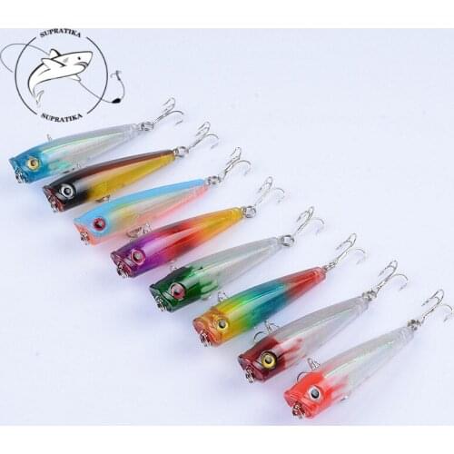 8Pcs/Lot Top Water Popper Fishing Lures 6.5cm/6.6g Wobblers Crankbait Lifelike Artificial Hard Laser Sea Fishion Baits