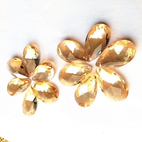 Free Rings Champagne 38*22mm (50pcs) K9 Crystal Chandelier Accessories For Hanging Wedding Party Decoration Suncathers