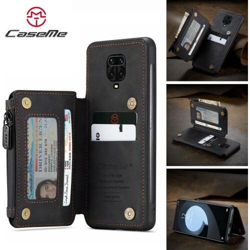 CaseMe For XiaoMi Redmi Note 9S 9 8 Pro Max Zipper Wallet Case Card Holder RFID Anti-theft Brush Phone Cover