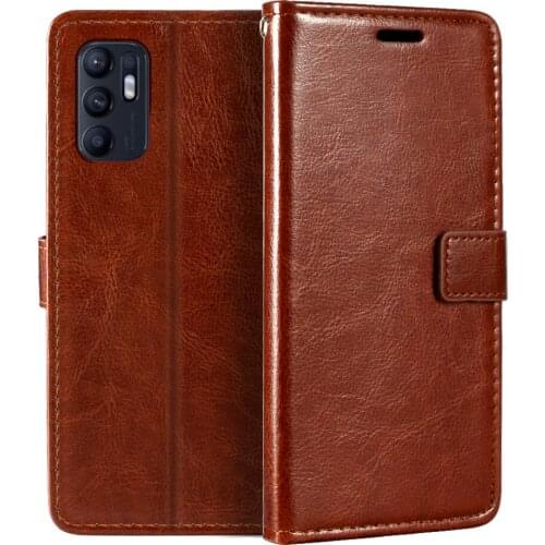 Case For OPPO Reno 6 4G CPH2235 Wallet Premium PU Leather Magnetic Flip Case Cover With Card Holder And Kickstand For Reno 6 4G