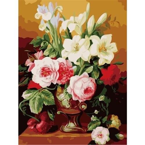 Flower Vase DIY 11CT Cross Stitch Embroidery Kits Craft Needlework Set Cotton Thread Printed Canvas Home Decoration Sell