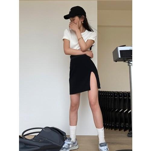 CX 2021 New Summer Women Vent Fashion Short Skirt High Waist Worsted Stretch Package Hip Skirt Casual Highlight Temperament