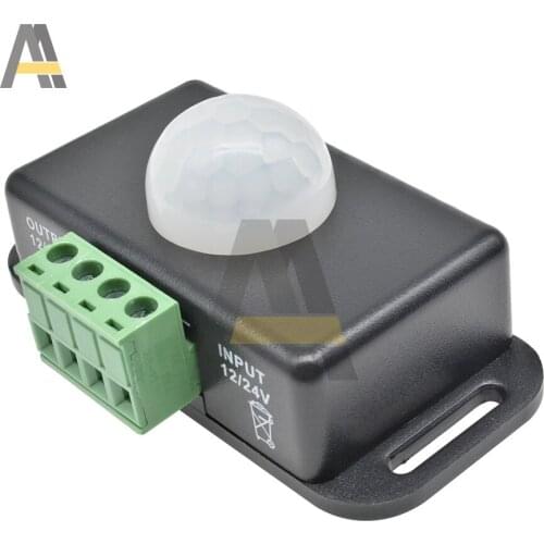 DC 12V 24V 8A PIR Infrared Detector IR Infrared Motion Sensor Switch Adjustable Time Delay Switch for Home Lighting Induction