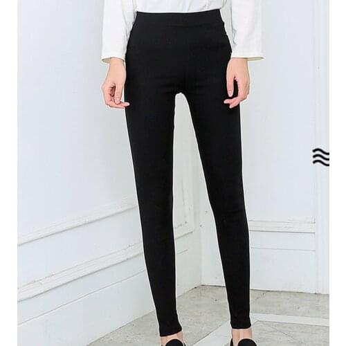 Women Plus Size Spring Polyester Pants Warm Pant High Waist Trousers Women Thick Stretch Pencil Pants