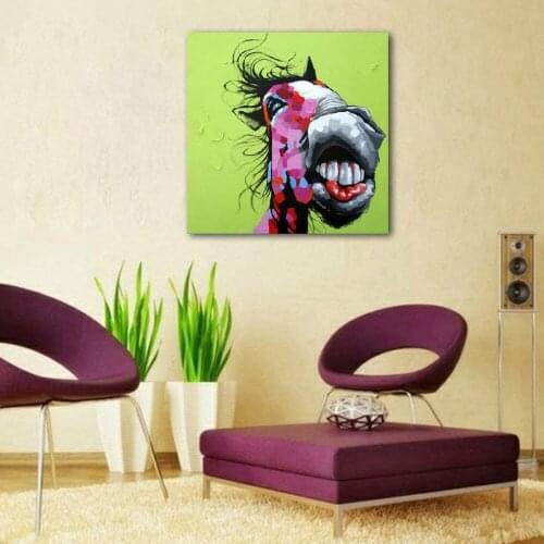 Canvas Wall Art Grinning Donkey Oil Painting Canvas Art for Living Room Stretched For Home Decor Painting Drop shipping