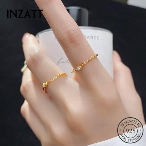 INZATT Real 925 Sterling Silver Zircon Chain Star Ring For Charming Women Minimalist Fine Jewelry punk Accessories
