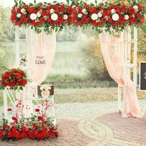 Silk Artificial Rose Hanging Flowers Row Fake Flower Wall Garland DIY Combination Romantic Wedding Arch Arrangement Decor