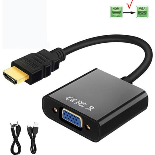 HDMI-Compatible To VGA Adapter Cable Converter Digital To Analog Video for PC Laptop Audio Wire TVBox PS4 HDTV Projector