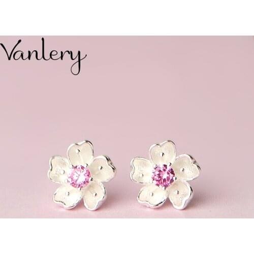 Korean Version of Retro Vintage Pink Cheery Flower Earrings For Women Punk Geometric Earrings 2021 New Trendy Jewelry
