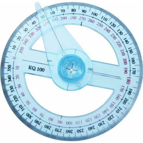 All Circular 10cm Plastic 360 Degree Pointer Protractor Ruler Angle Finder Meter with Swing Arm for School Office Supplies