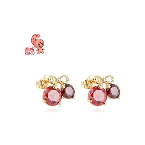 Kuniu plant Cherry shape for women zircon alloy metal material trendy classic style wedding anniversary fashion jewelry