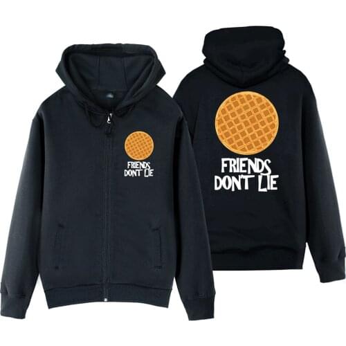 Waffle FRIENDS DON'T LIE Stranger Things Valentine Decorated Cookies Woman Girl Coat Full Zip Hoodie Fleece Hooded Jacket ZIIART